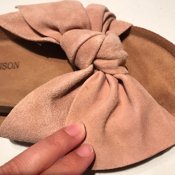 Ulla Johnson Ingrid Bow Slides in Cork Suede Blush Pink Size 35 (US 5) - Picture 11 of 16